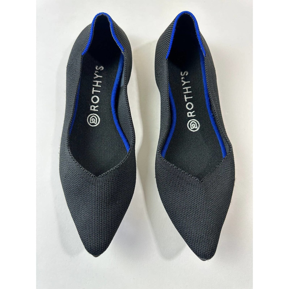 Rothy's The Point Black Solid Textile Ballet Flats Shoes Women's Size 9.5 - Picture 2 of 15